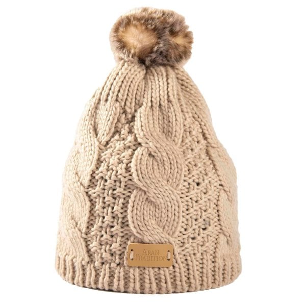 Aran Cable Tammy Hat Shop the Stylish Aran Cable Tammy Hat with Faux Fur Trim