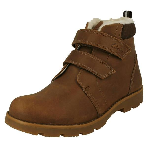 Clarks Boys Clarks Warm Lined Hook & Loop Fastening Ankle Boots Heath Snug