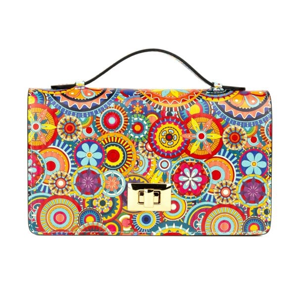 Embassy London Envy - Signature Print - Women's leather flap clutch bag with strap