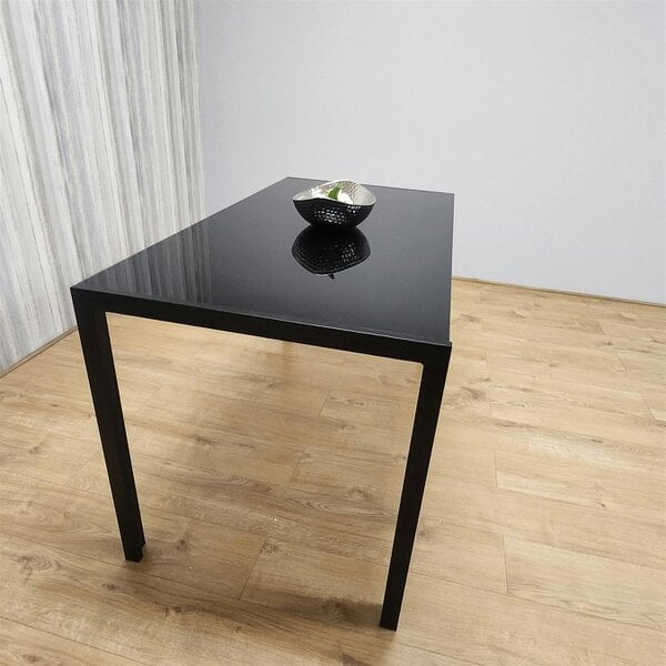 Kosy Koala Dining Table Black Glass Kitchen Place for 4 Seats, Dining Table Only (Black H 75 x L 120 x W 70 cm)