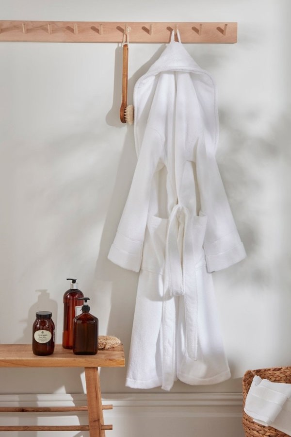 Mister You Bamboo Towelling Robe in Cloud White - Robes