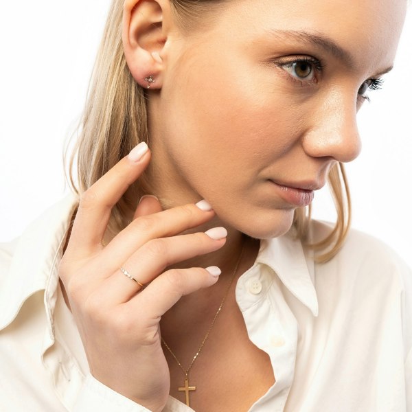 Spero London 9ct Solid Gold Cross Earrings