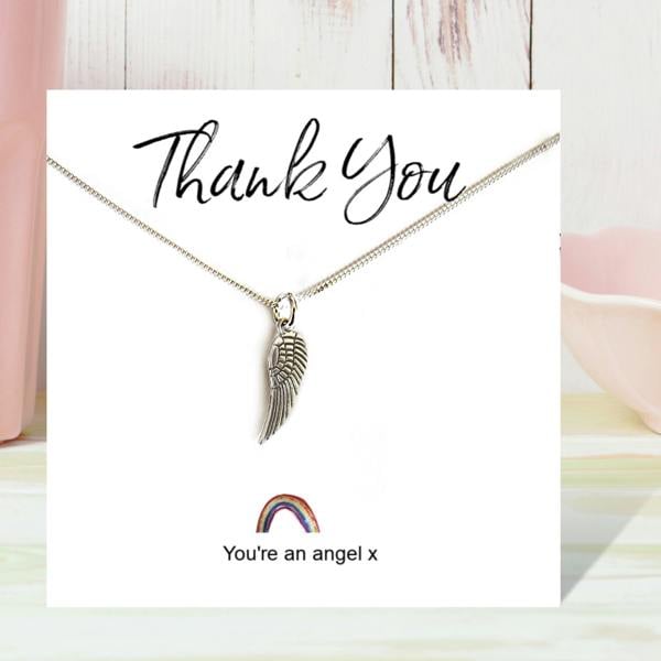 Aye Do Gifts Angel Wing Necklace on Rainbow Thank You & Gift Card