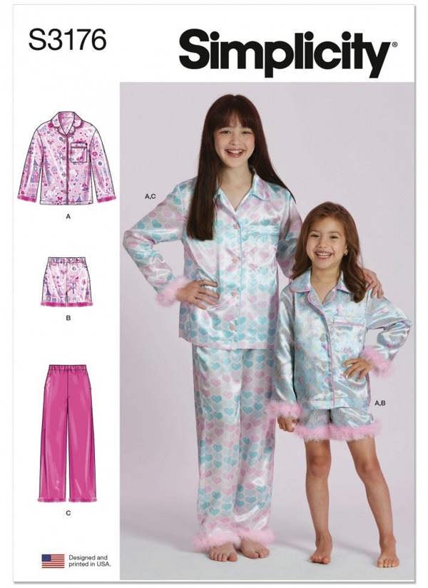 Simplicity Sewing Pattern 3176, Pyjamas for Kids, Teenagers, HH (3-4-5-6) - Intermediate