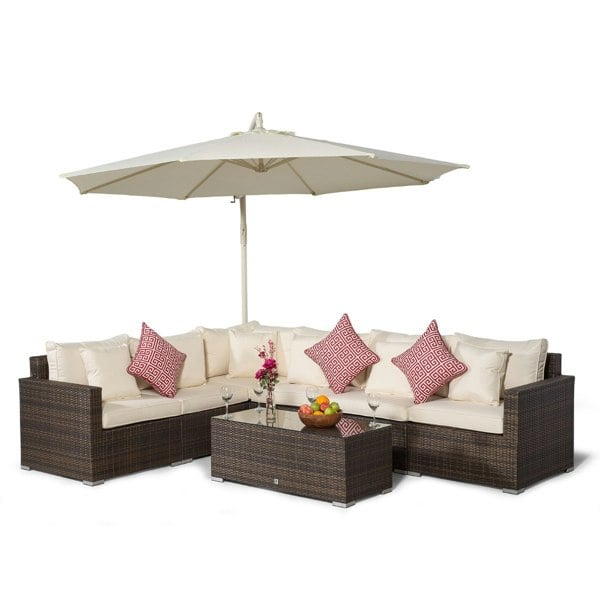Giardino Havana 6 Seat Rattan Corner Sofa Set with Large Coffee Table