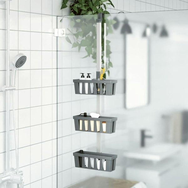 Berkfield Shower Hanger Shelf 30x15x(67-105) cm Aluminium