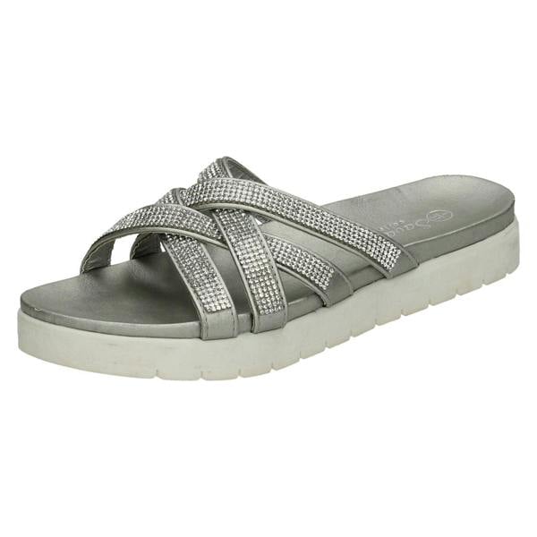 Savannah Ladies Savannah Flat Sole Cross Strap Mules