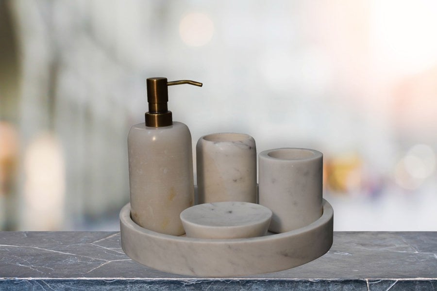 Artisan Furniture White Marble Bathroom Set of 5