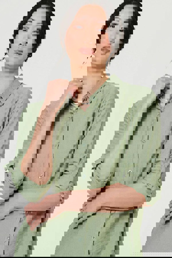 Sage | Long Sleeve Button-Front Shirt
