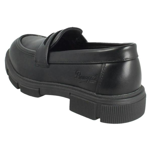 Pineapple Girls Pineapple Black Slip On Loafer School Shoes H2713