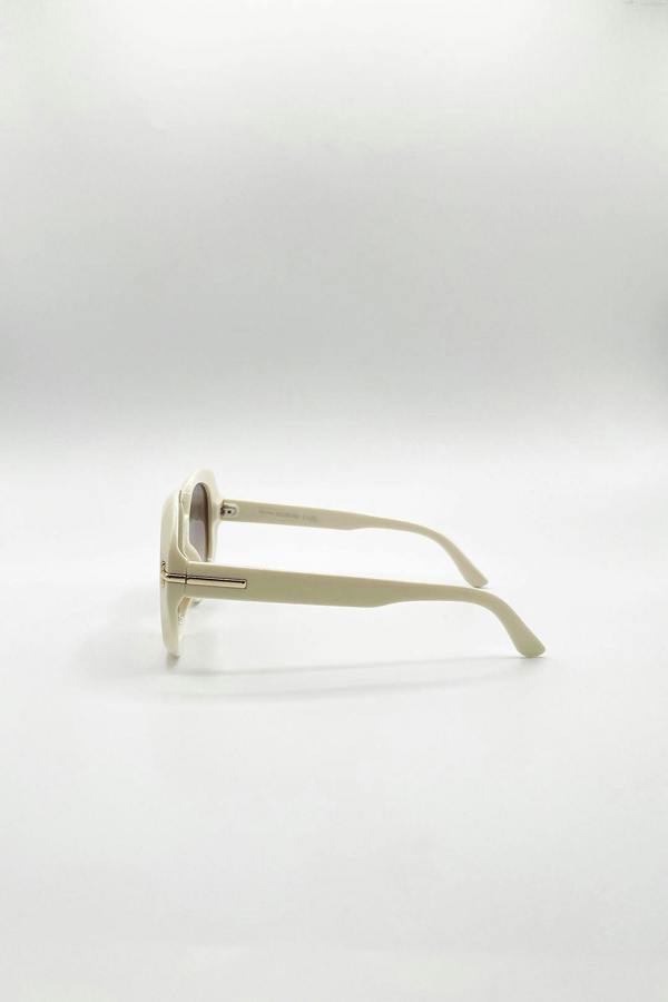 SVNX Bold Round Oversized Sunglasses In Cream