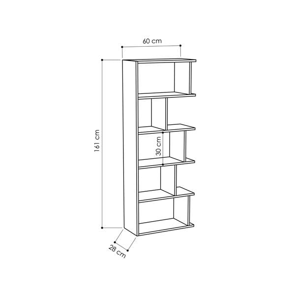 Decortie Tapi Modern Tall Bookcase Wall Mounted Set of 2 with 5 Tiers and 15 Compartments Anthracite Grey 124 x 29 x 159 cm
