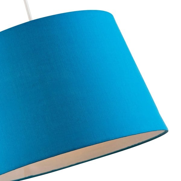 Royal Blue Cotton Fabric 12inch Drum Lampshade with White Cotton Inner Image 3