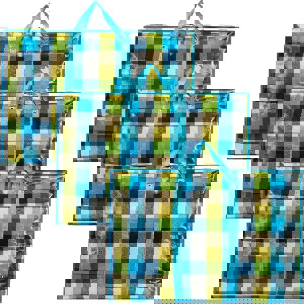 KAV Random Coloured Laundry Shopping Bags - Strong Reusable Waterproof Storage Bag with Zipper & Handle for Travel, Moving, Packing Cloths (50 x 35cm)