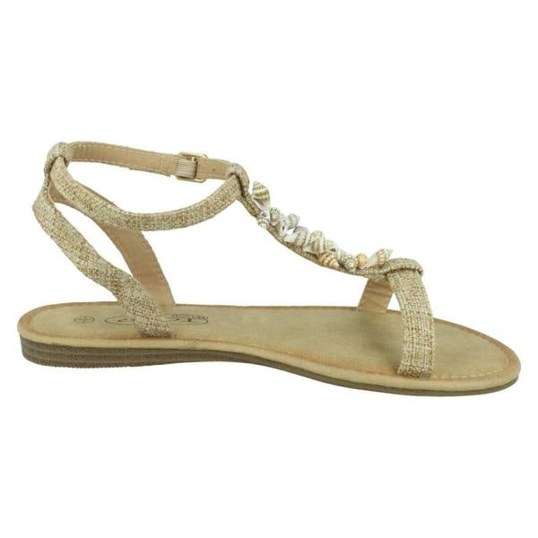 Spot On Ladies Spot On Shell T-Bar Sandals F00360