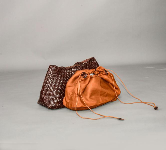 RIMINI Hand Woven Shoulder Bag 'Donna' - Dark Brown