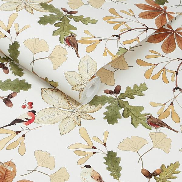 Sophie Allport Orchard Birds Warm Sand Wallpaper