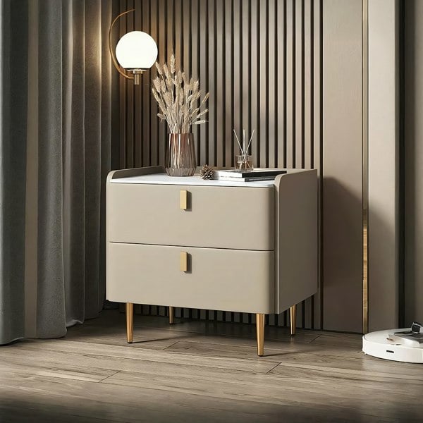Cunha Bedside Table-Ritconcept-Champagne Beige-45cm-Rit Concept