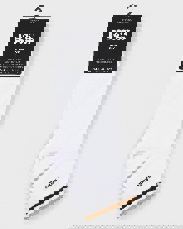 BOSS Orange Mens Two-Pack of Short Length Socks with Signature Stripe NOS - White 100 - CHO - Designer Mens Socks