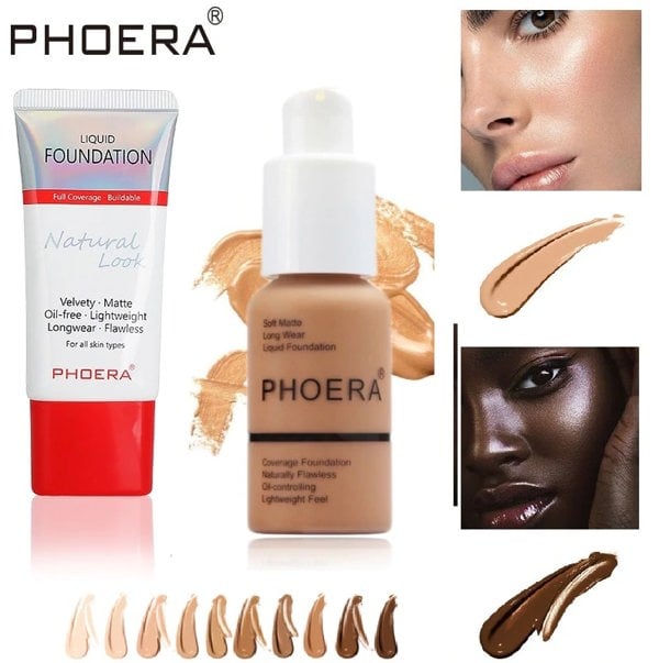 Phoera Liquid Full Coverage Foundation Soft Matte Waterproof Makeup 