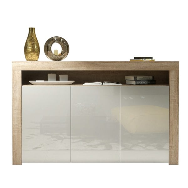 Mex Furniture Modern Sideboard 155cm – Oak Matt Body with White Gloss Doors