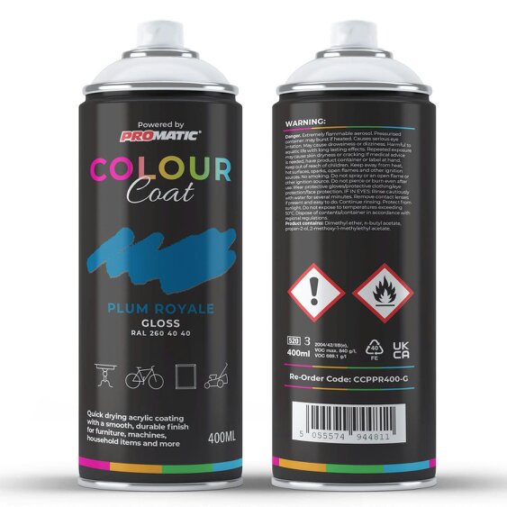 Colour Coat Plum Royale RAL 260 40 40 Gloss Spray Paint 400ml
