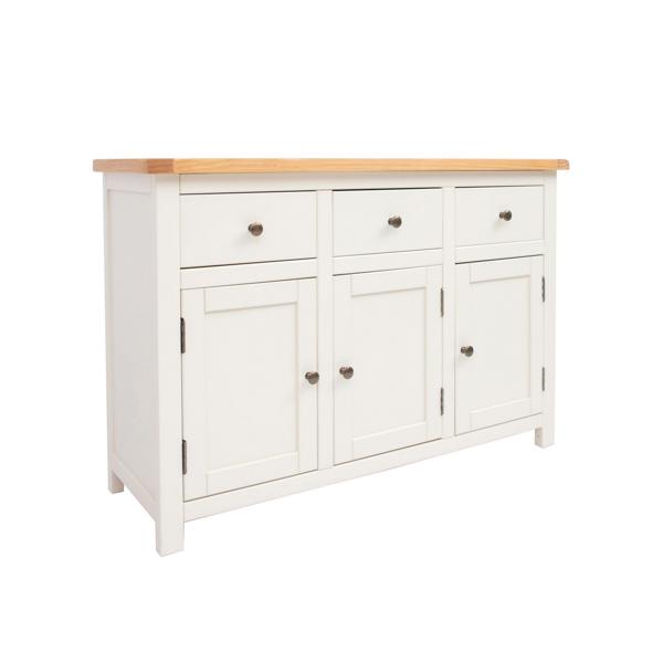 Cabinet Bits Maggiori Off White 3 Drawer 3 Door Sideboard Brass Knob