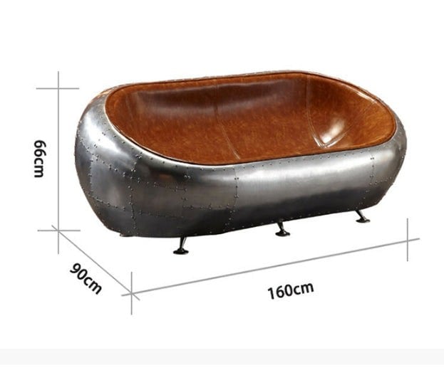 Aviator Airplane Tub Two Seater Sofa, Aluminum Loveseat-Sofas-Weilai Concept-Weilai Concept