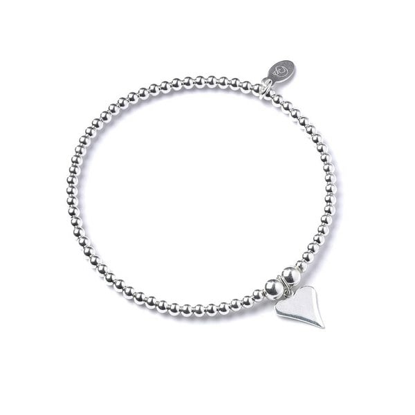 Funky Heart on Silver Ball Bead Bracelet - MYLEE London