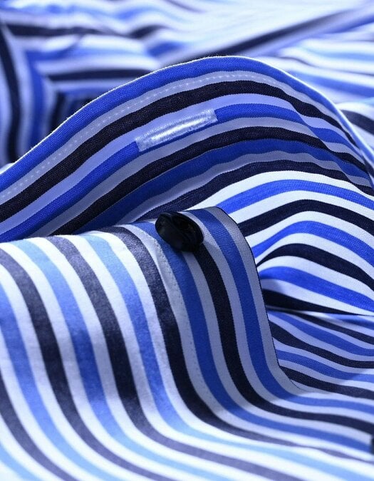 Men's Sky Blue Striped Cotton Dress Shirt