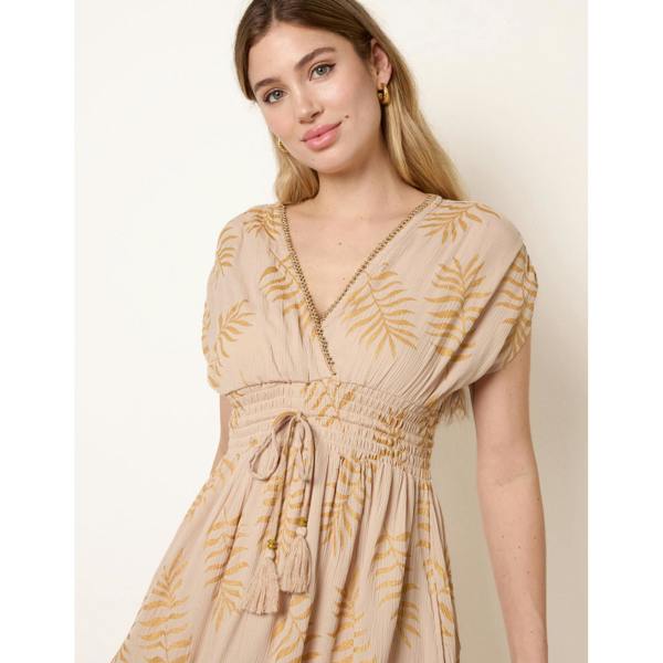 Blue Vanilla Wrap Front Beaded Dress