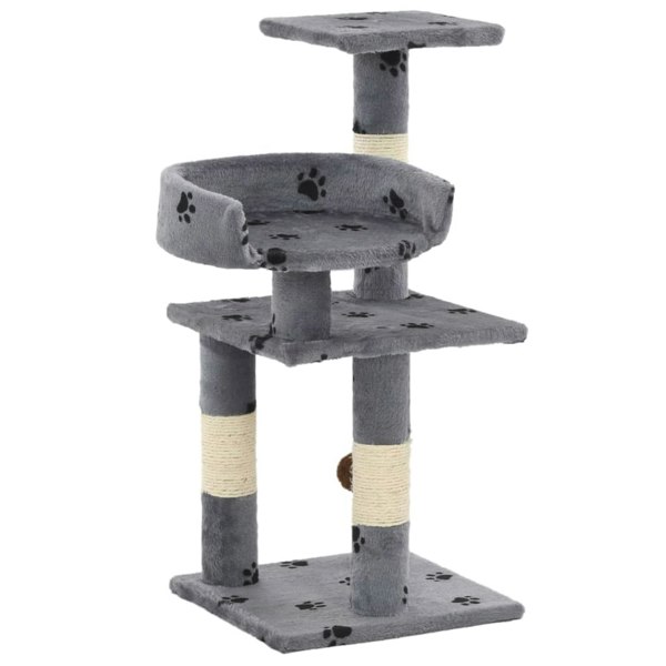 Berkfield Cat Tree with Sisal Scratching Posts 65 cm Paw Prints Grey