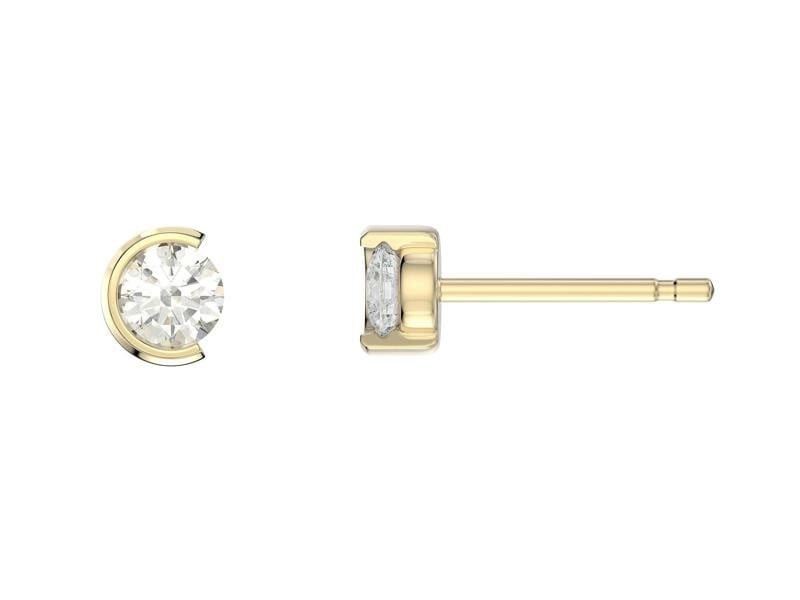Sarah Layton Round Stone Stud Earrings, 0.52ct Laboratory Grown Diamonds - 9ct Yellow Gold - A20.00064.9YLCA