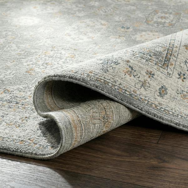 Livabliss Dresden-Vintage Grey Yellow Blue Traditional Boho Fringe Rug