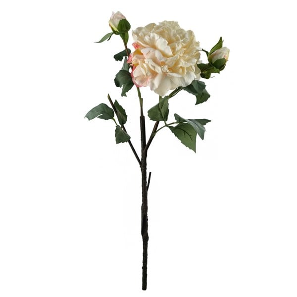 Leaf 6 x 60cm Peony Artificial Flower Cream - 6 flowers 18 buds