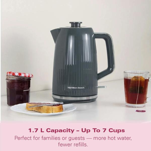 Hamilton Beach Miami 1.7L Kettle Charcoal Grey - Hamilton Beach UK