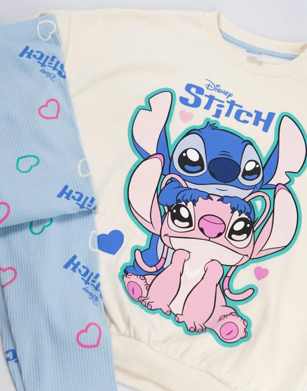 Vanilla Underground Disney Lilo & Stitch Girls Multicoloured Stitch Sweatshirt and Joggers Set