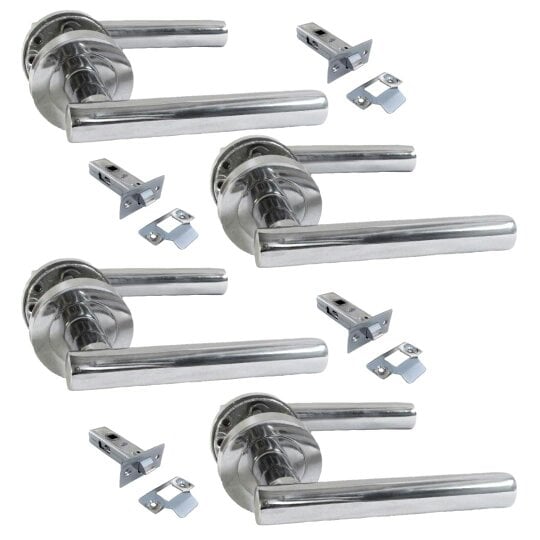 EDH Door Hardware Straight T Bar Internal Latch & Tubular Latch, Essential Sets for Internal, Featuring Polished Chrome Finish