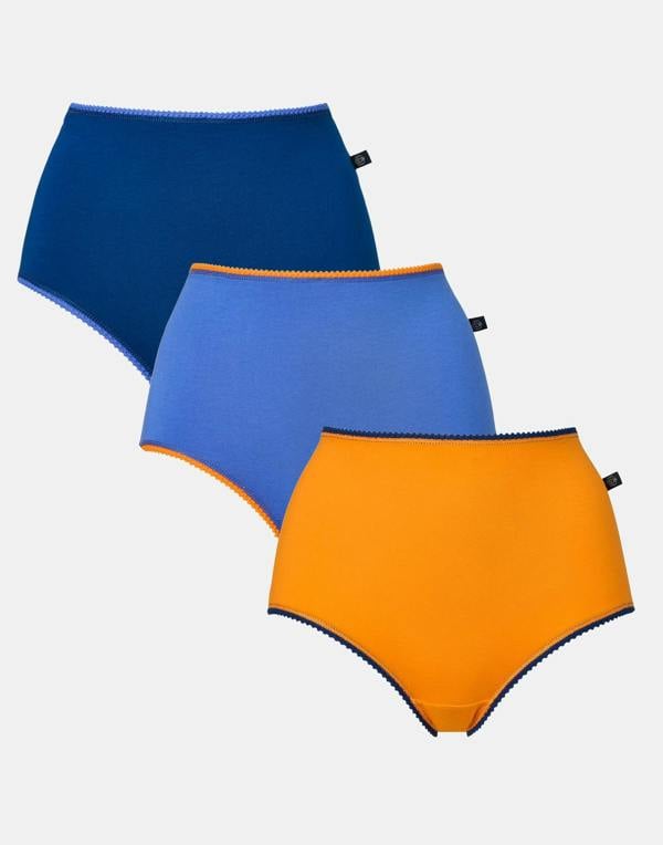 British Boxers Three-pack Women's Cotton Full Briefs - Citron Blue