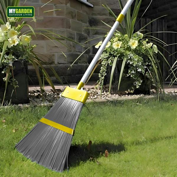 My Garden Outdoor Living Garden Broom 137cm Extendable Outdoor Brush Telescopic Broom Heavy Duty Stiff Brush for Outdoor Sweeping