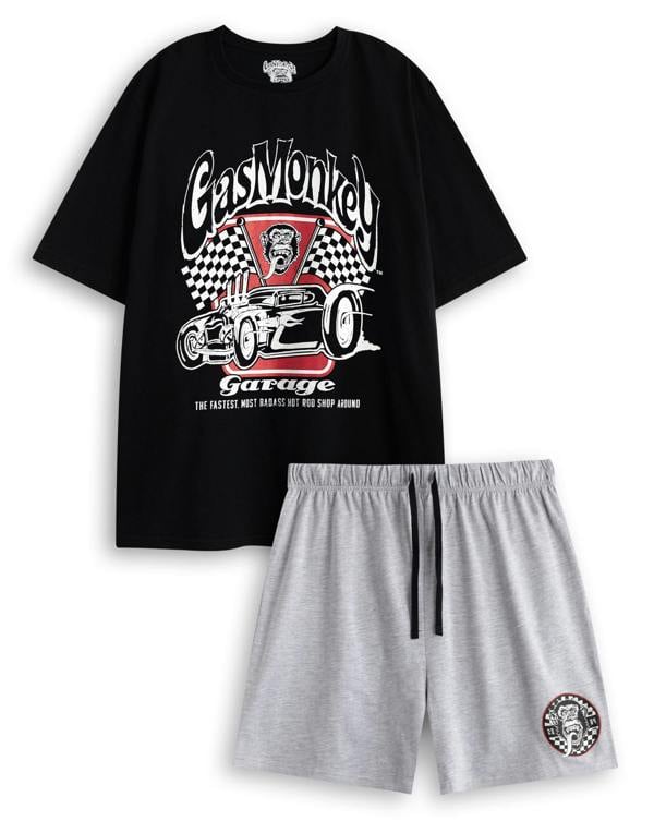 Gas Monkey Garage Mens Black Logo Short Sleeve Short Leg Pyjama Set