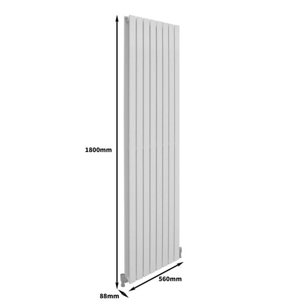 Designer Flat Panel Radiator - Gloss White (1800mm x 560mm)