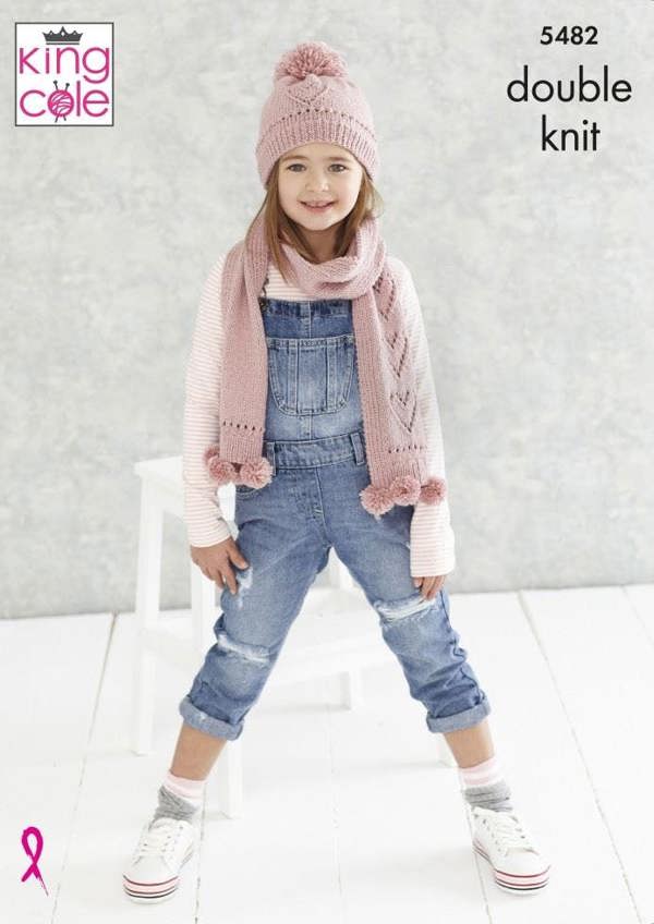 King Cole Subtle Drifter DK Knitting Pattern 5482, Scarves Headwear, Shawls for Kids, Women, 4 - 12 Years & Adult