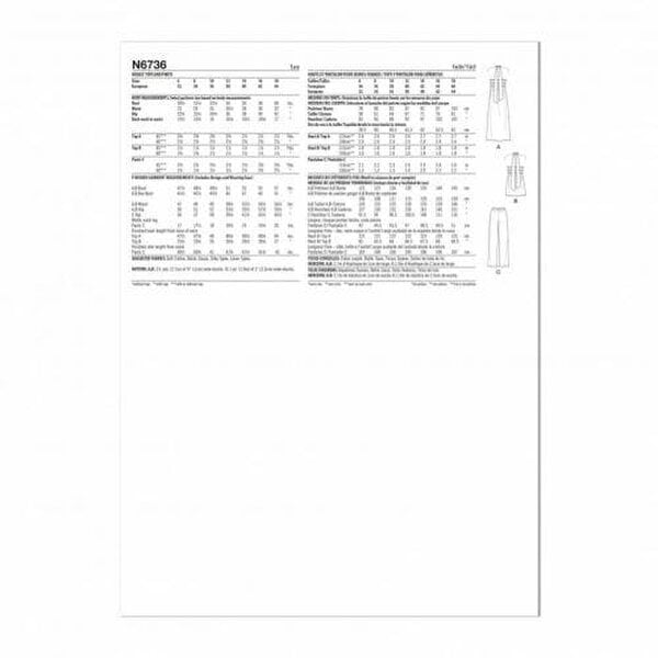 New Look Sewing Pattern 6736, Tops, Trousers for Women, 6-8-10-12-14-16-18 - Easy