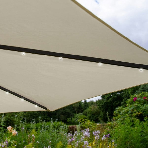 Monstershop Cream 3m LED Cantilever Parasol With Fan Base