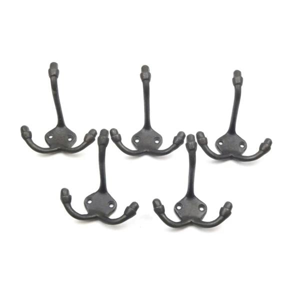 Antique Cast Iron Beaumont Triple Coat Hook 90mm - Pack of 5 Hooks