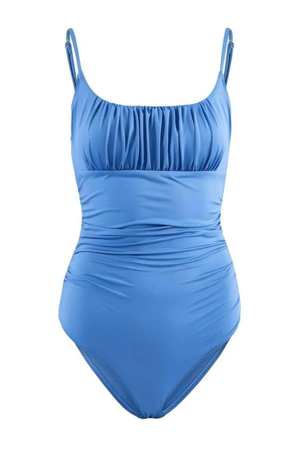 WOVCOR Square Neck Draped Hipster Swimsuit