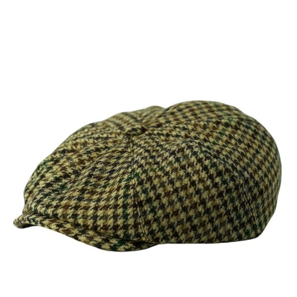 Gamble & Gunn Vinnie Dog Tooth Check Wool Button Top Cap