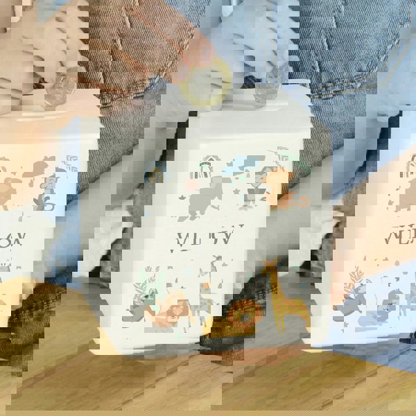 Personalised Memento Company Personalised Safari Animals Ceramic Square Money Box
