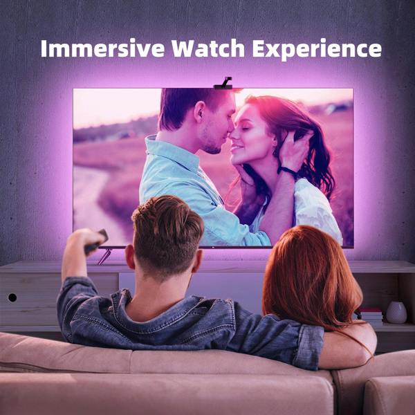 ENER-J RGBIC LED TV Backlight with Camera, 3.8m Smart LED Strip for 55-65 Inch TVs, WiFi & Bluetooth, Alexa Compatible, Music Sync